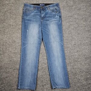 Democracy Ab Solution Straight Leg Jeans Women's 12 Dark Wash Mid Rise Stretch